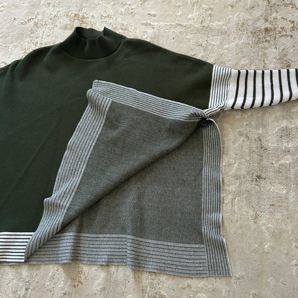 CHICWISH Lie in Olive Fields Striped Oversize Knit Cape Sweater - Large ? - Picture 4 of 6